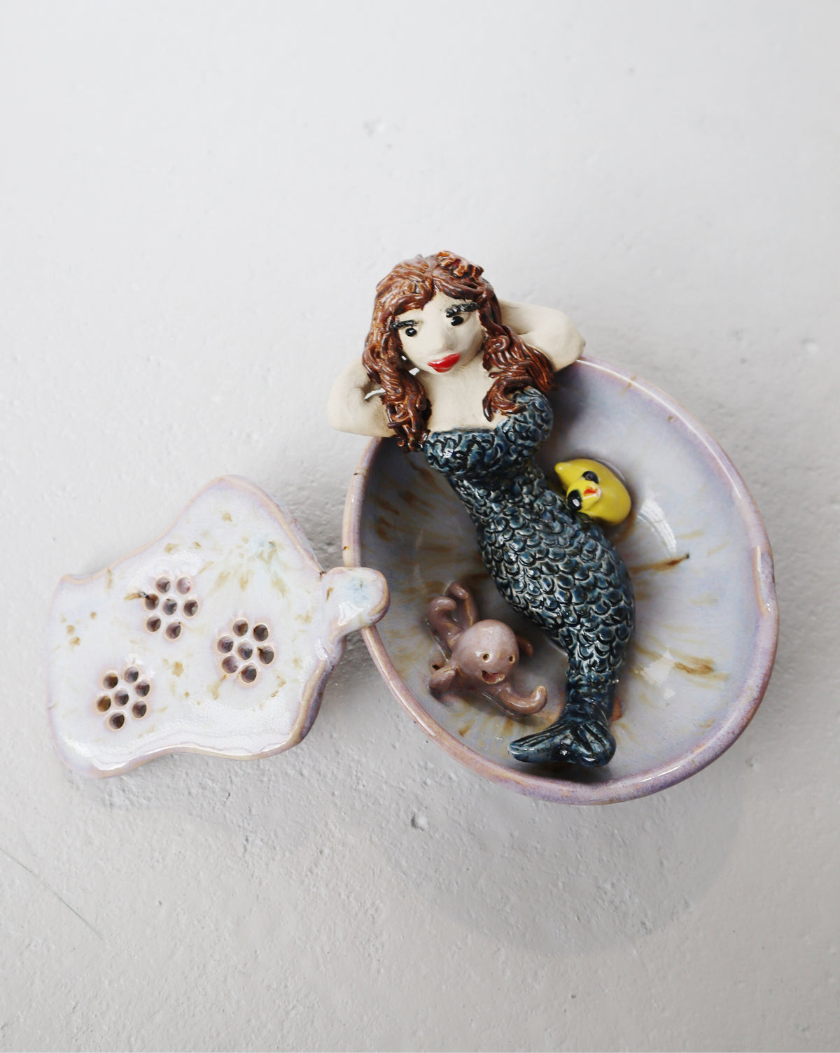 Sæbeskål Little Mermaid med sæberist og havfruefigur